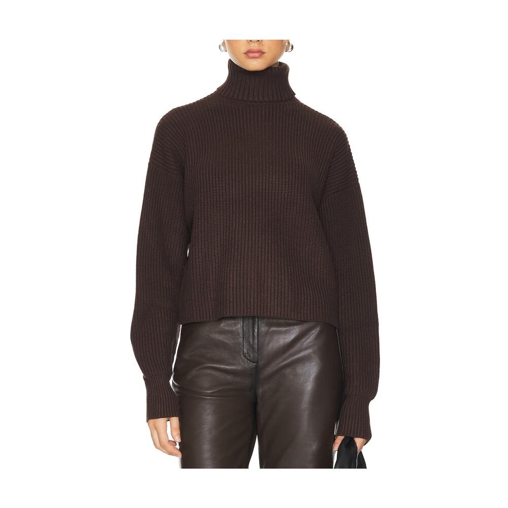 Good American Ribbed Brown Heavy Cozy Turtleneck Sweater Size XS